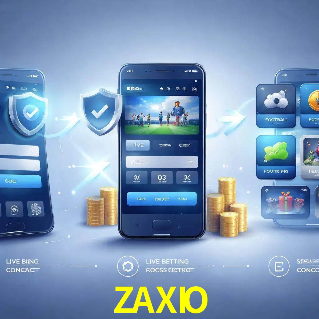 Pasos de acceso a la app ZAXIO en pantalla de teléfono móvil